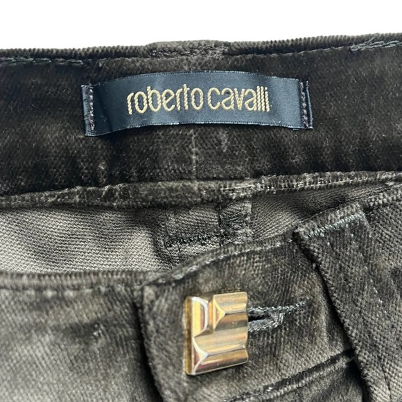 Vintage ROBERTO CAVALLI Pants Chocolate Brown Low-Rise Y2K Velvet - Picture 4 of 15